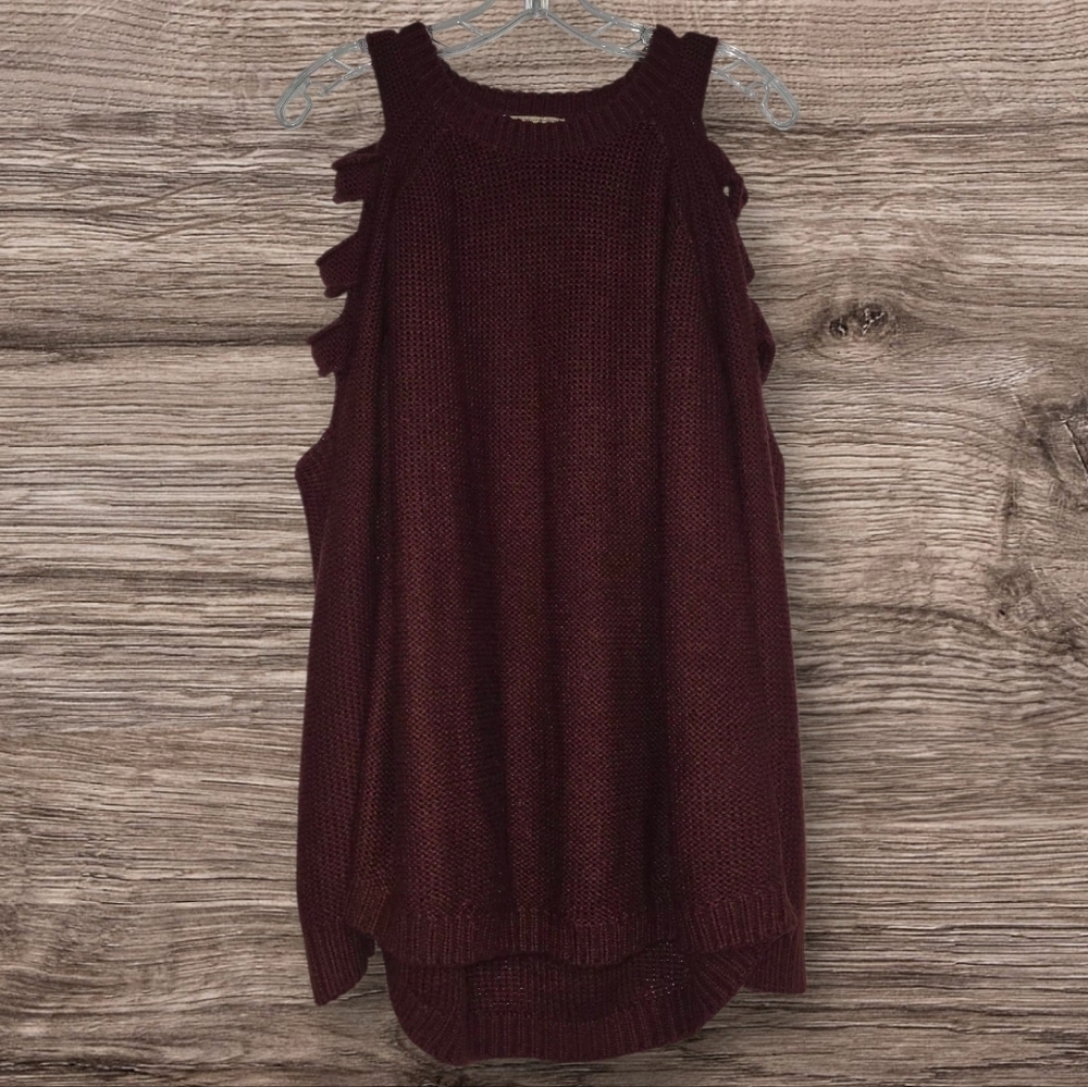 Front Of The Closet Burgundy Cut Out Knit Sweater Size 1X